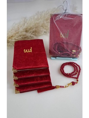 Tül Keseli Yasin- I Şerif ve 99 Lu Cam Inci Tesbih Seti 5 Adet Mevlid, Hac,umre Hediyelikleri