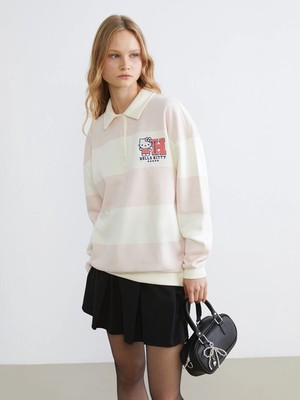 Lc Waikiki Yeni Sezon Polo Yaka Hello Kitty Nakışlı Kadın Kalın Sweatshirt