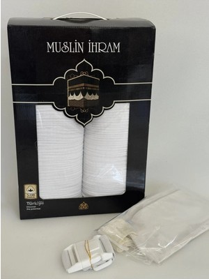 Ihram Takım Seti Kemerli Takım Yumuşak, Beyaz Renkli, Hac/umre Ibadeti Için.muslim Kumaş ve Bambo