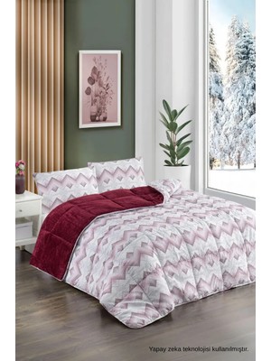 Ely Parker Renkli Desenli Tek Kişilik Yorgan Peluş Çift Taraflı Yastık Kılıflı (Çarşafsız) 04
