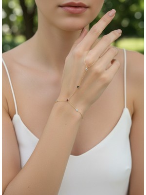 Valmont Accessories Kadın Gold Renk Renkli Taş Detaylı Minimal Şahmeran