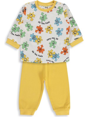 Civil Baby Puzzle Baskılı 6-18 Ay Pijama Takımı - Sarı