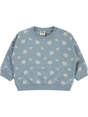 Civil Baby Çiçek Empirme Basic 6-18 Ay Sweatshirt - Mavi