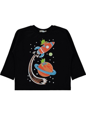 Civil Boys Uzay Temalı Baskılı 2-5 Yaş Sweatshirt - Siyah