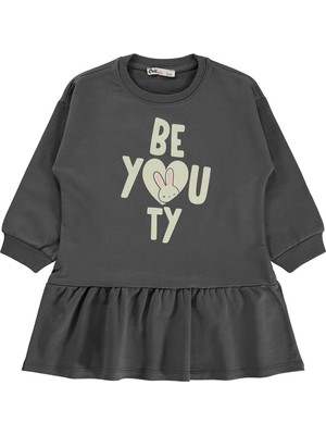 Civil Girls Be You Ty Baskılı 2-5 Yaş Elbise - Gri