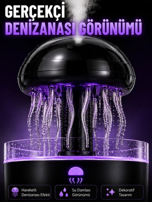 Dorasan Rgb Işıklı Denizanası Hava Nemlendirici Ultrasonik Buhar Makinesi 2h 4h 8h Zamanlayıcılı