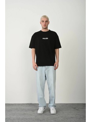 Hace Bazaar Erkek Baskılı T-Shirt Kısa Kol Bisiklet Yaka Rahat Kalıp Tişört - Siyah