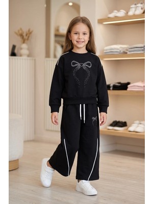 New Kids Kız Takım Çocuk Uzun Kol Taşlı Fiyonk  Syh Detaylı