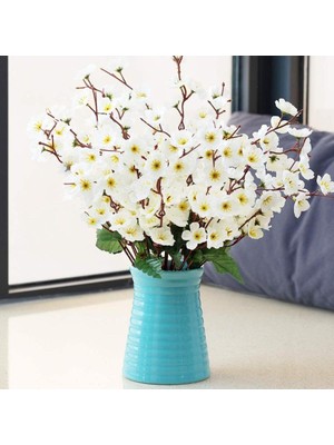 Trend Kent 3 Adet Yapay 9 Dallı  Bahar Dalı Japon Kiraz Çiçeği 35CM Beyaz 3 Demet