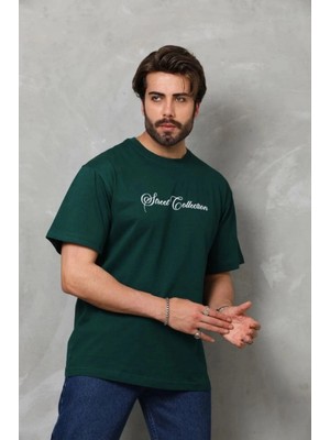 Hace Bazaar Erkek Baskılı T-Shirt Kısa Kol Bisiklet Yaka Regular Fit Tişört - Çağla Yeşili