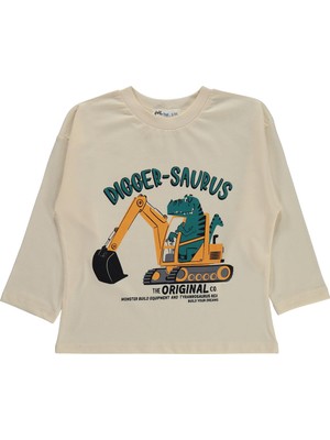 Civil Boys Dıgger Kepçe Baskılı 2-5 Yaş Sweatshirt Km - Ekru