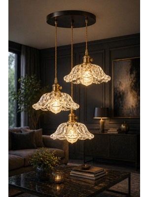 Luna Lighting Elizabeth Model Şeffaf Cam Klasik Oturma Odası Salon Mutfak Antre Sarkıt Tekli Avize