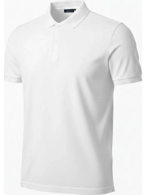 Hace Bazaar Erkek Polo Yaka Düğmeli Pike Kumaş Tişört Regular Fit Kısa Kol T-Shirt - Beyaz