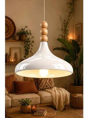 Luna Lighting Verona Büyük Boy 35 cm Krem Renk Rustik Tekli Avize Sarkıt Salon Mutfak Oturma Odası Avize