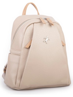 Nas Bag Çok Cepli Sade Şık Kadın Sırt Çantası Kum Camel Victoria