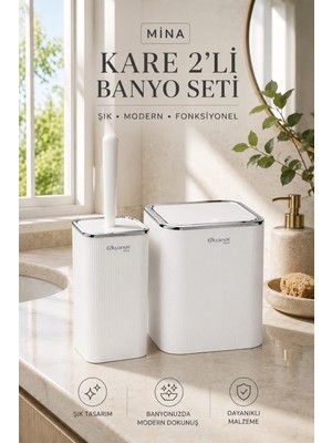 Okyanus Home Mina Beyaz - Krom Kare 2'li Banyo Seti