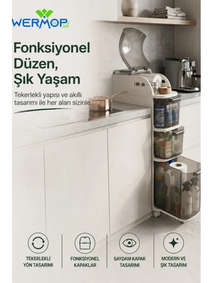Safir Slim Pro Xl Tekerlekli Dolap – Çok Amaçlı Dar Alan Düzenleyici