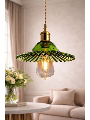 Luna Lighting Torino Model Yeşil Cam Klasik Sarkıt Tekli Avize