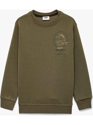 Koton Erkek Çocuk Şardonlu Uzun Kollu Bisiklet Yaka Baskılı Sweatshirt