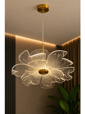 Luna Lighting Melek Model Gold Kaplama 3 Renk Metal Salon Mutfak Oturma Yatak Odası Modern LED Sarkıt Avize