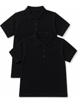 Perendi Unisex Çocuk 2’li Polo Yaka Kısa Kollu Okul Tişörtü
