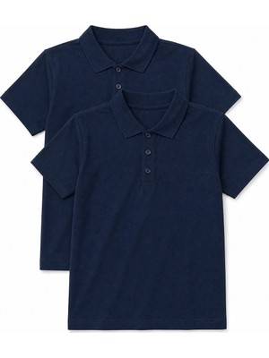 Perendi Unisex Çocuk 2’li Polo Yaka Kısa Kollu Okul Tişörtü