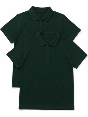 Perendi Unisex Çocuk 2’li Polo Yaka Kısa Kollu Okul Tişörtü