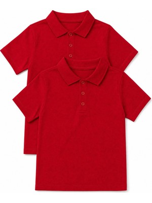 Perendi Unisex Çocuk 2’li Polo Yaka Kısa Kollu Okul Tişörtü