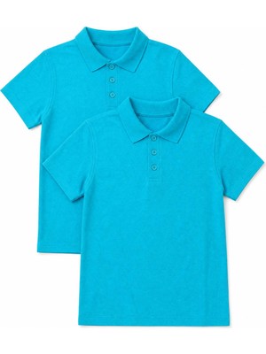 Perendi Unisex Çocuk 2’li Polo Yaka Kısa Kollu Okul Tişörtü