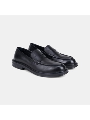 Desa Erkek Siyah Deri Bant Detaylı Klasik Loafer