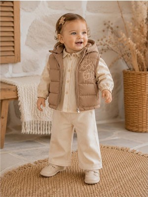 Gültekin Bebe Hippıl Şişme Yelekli Gömlekli Kız Üçlü Takım 1-4 Yaş -BAY7089636 - Kahverengi