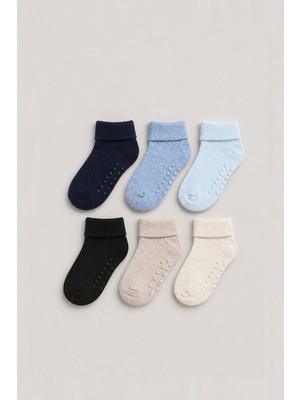 Mem Socks 6'lı Organik Pamuklu Kaydırmaz Çocuk-Bebek Çorabı