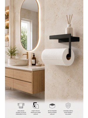 Yiğit Metal Metal Duvara Monte Havlu Peçetelik, Peçete Düzenleyici,modern ve Dayanıklı Banyo&mutfak Düzenleyici Peçetelik