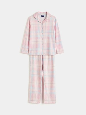 Lcw Pembe Gömlek Yaka Ekose Kız Çocuk Pijama Takım