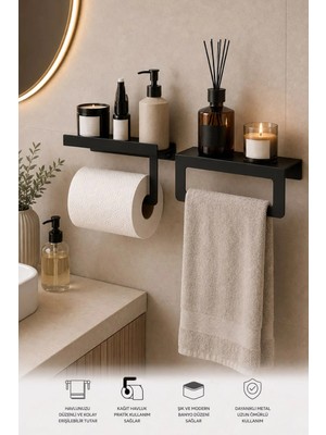 Yiğit Metal Duvara Monte Havluluk ve Peçetelik – Modern ve Dayanıklı 2'li Set Mutfak&banyo Düzenleyici
