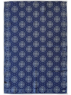 Mebs Monogram Lacivert Habotai Ipek Şal