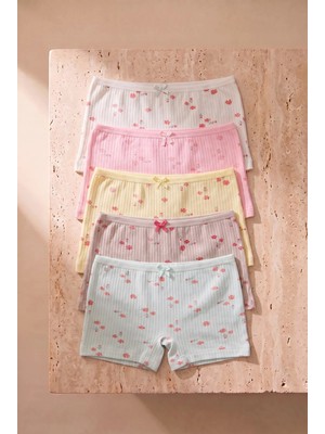 Bony Socks Kız Çocuk 5 Li Paket Çiçek Desenli Boxer Çok Renkli
