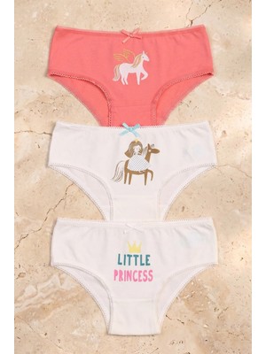 Bony Socks Kız Çocuk 3'lü Paket Puantiye Slip Ekru