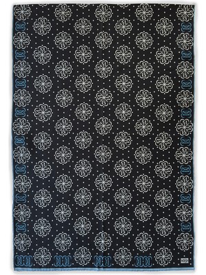 Mebs Monogram Siyah Habotai Ipek Şal