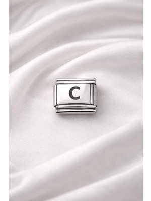 Alvera C Harfi Charm – Çelik Harfli Bileklik Aksesuarı ,kişiye Özel Modüler Takı