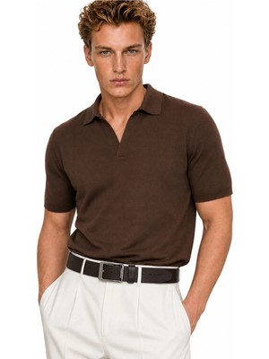 Pierre Cardin %100 Hakiki Deri Erkek Kahverengi Deri Kemer - Erkek Deri Aksesuar - PC-3100