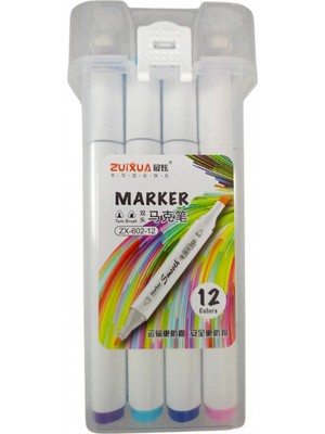 Zuixua Zuıxua Kutulu Çift Uçlu 12 Renk Markör