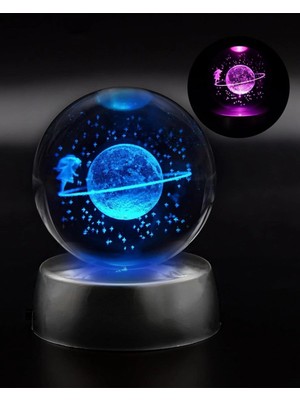 Hace Bazaar Satürn Cam Küre Satürn Kız Küre Renk Değiştiren Işıklı Dekoratif Cam Küre