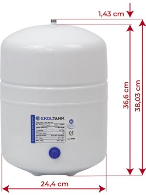 EKOL TANK İdeal Mağaza Su Arıtma Cihazı Için Nsf Onaylı 8 Litre Çelik Tank ARITMA TANKI