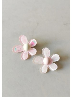 Halley Concept Pembe Çiçek Figürlü Çiftli Pensli Çocuk Tokası 5x4,5 cm