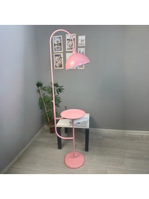 Bamyum Pembe Metal Sehpalı Hareketli Başlık E27 Lambader