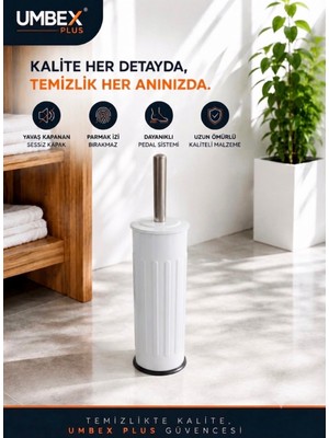 Umbex Plus Wıntage Beyaz Wc Fırçası  Tuvalet Fırcası Krom Kaplama