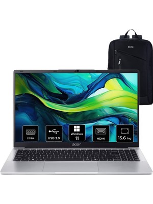 Acer Aspire Lite Intel Celeron N4500 16GB Ram 256GB SSD Winodws 11 Pro 15.6" Taşınabilir Bilgisayar +Boz Çanta