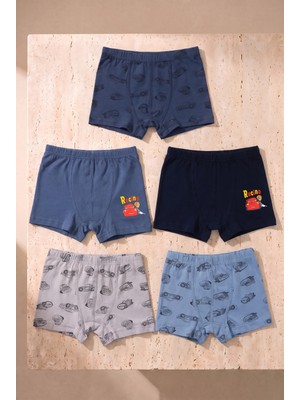 Bony Socks Erkek Çocuk Arabalı 5'li Boxer