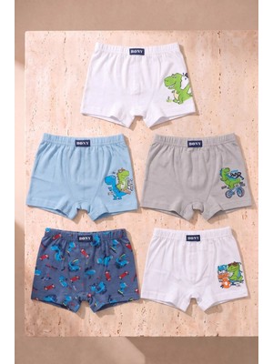 Bony Socks Erkek Çocuk 5'li Dinozor Desenli Boxer